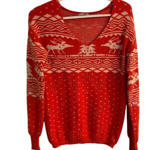 Zeago Ugly Red Christmas Sweater Size S Long Sleeves Cozy Warm